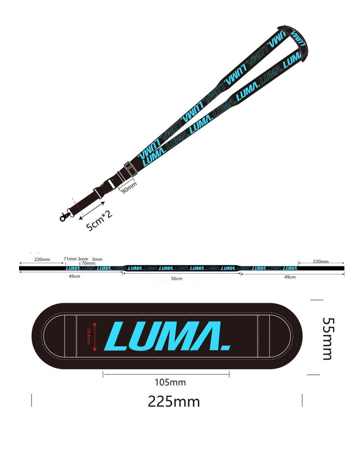 Luma Adjustable padded Lanyard Neck Strap v1