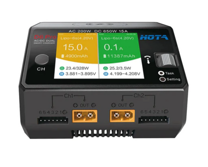 HOTA D6 Pro Battery Charger 200W DC 650W 15A AC/DC BLACK